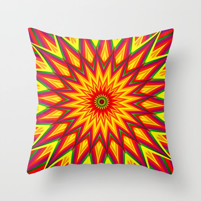 Fractal Sunflower Colorful Abstract Floral Art Ii Throw Pillow