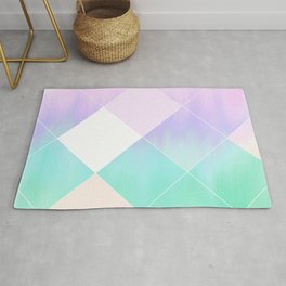 Modern Lilac Lavender Pink  Teal Watercolor Geometrical Brushstrokes Ombre Area & Throw Rug