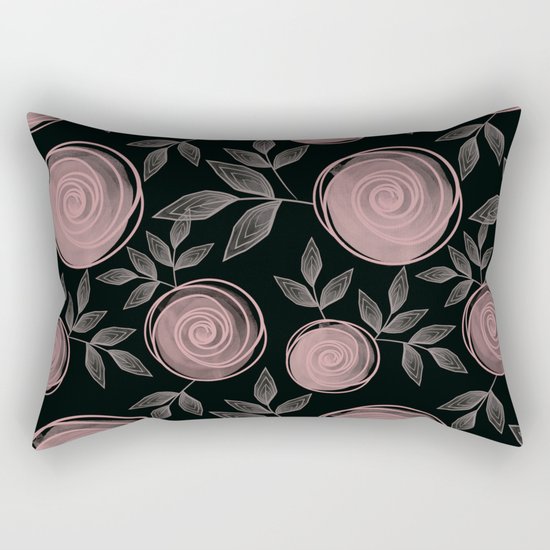 Abstract flowers on a black background. Rectangular Pillow