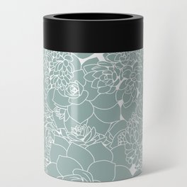Succulent Line Drawing in Aloe Blue Can Cooler