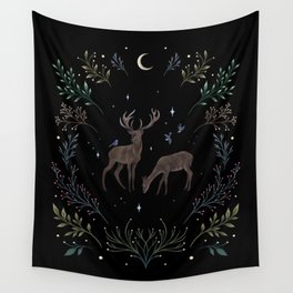 Deers in the Moonlight Wall Tapestry