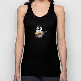 Baby Penguin Playing Colombian Flag Acoustic Guitar Tank Top
