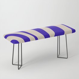 Curvy Abstract Pattern in Cobalt Blue and Beige Bench