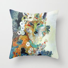 Fox in Pearls Throw Pillow