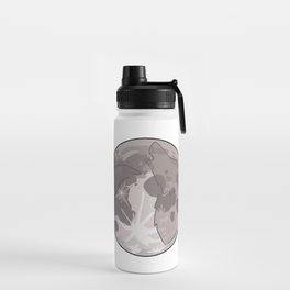 Wolf silhouette against the full moon // greyscale   Water Bottle