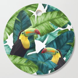 Toucans Tropical Banana Leaves Pattern Cutting Board