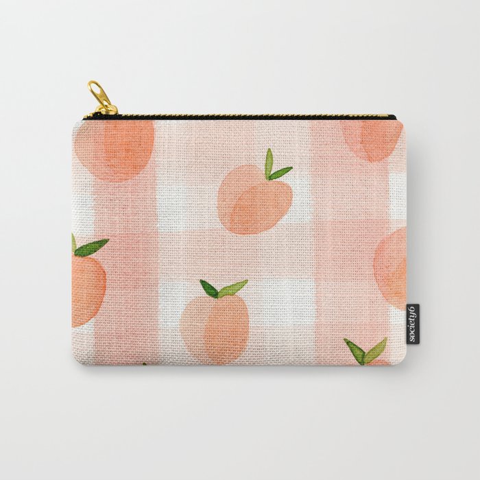 Peach Gingham Carry-All Pouch