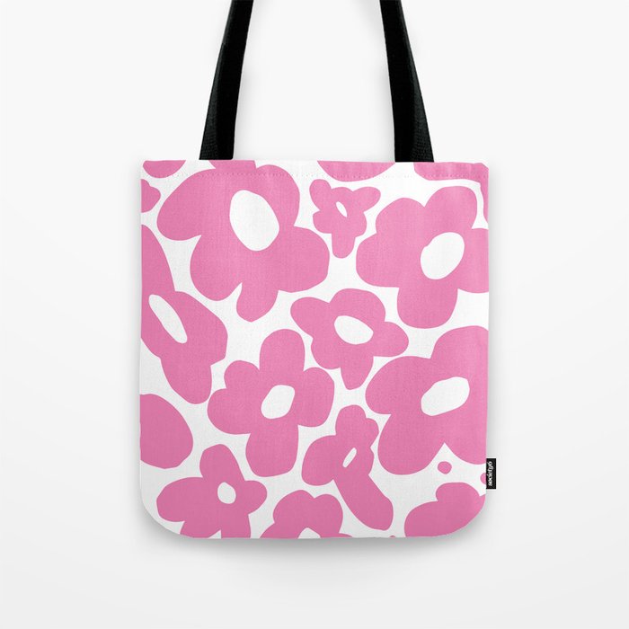 60s 70s Hippy Flowers Pink Tote Bag