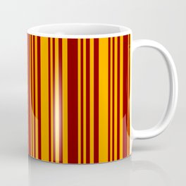 [ Thumbnail: Maroon and Orange Colored Stripes Pattern Coffee Mug ]