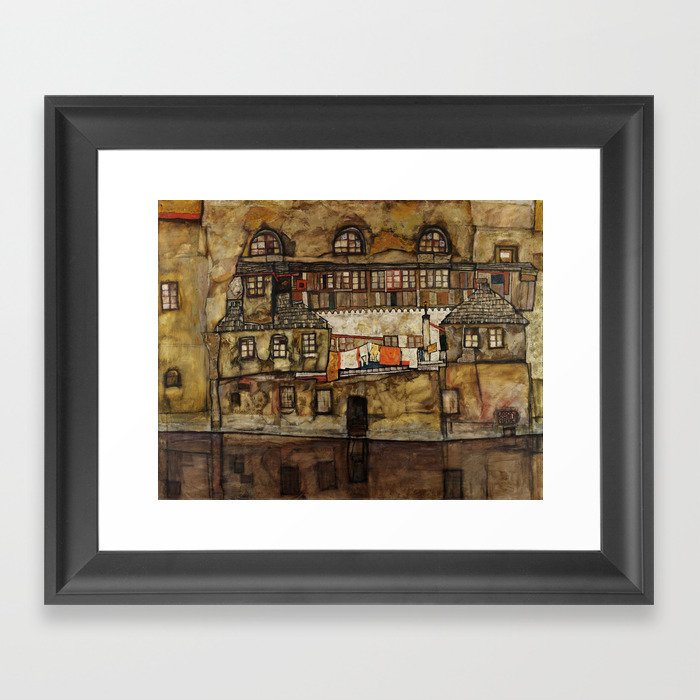 Egon Schiele "House Wall on the River" Framed Art Print