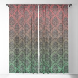 Black damask pattern gradient 9 Sheer Curtain