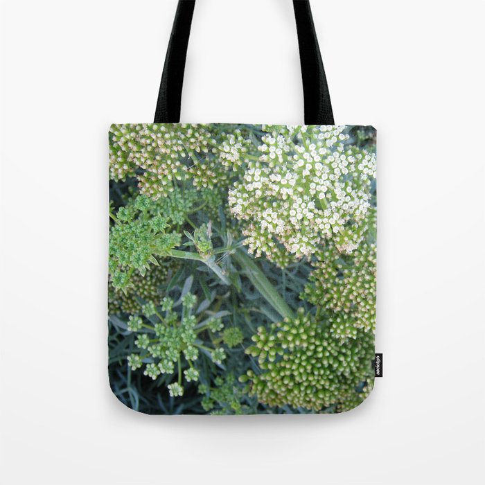 green wild flowers Tote Bag