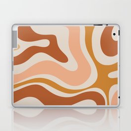 Modern Retro Liquid Swirl Abstract Square in Terracotta Earth Tones Laptop Skin