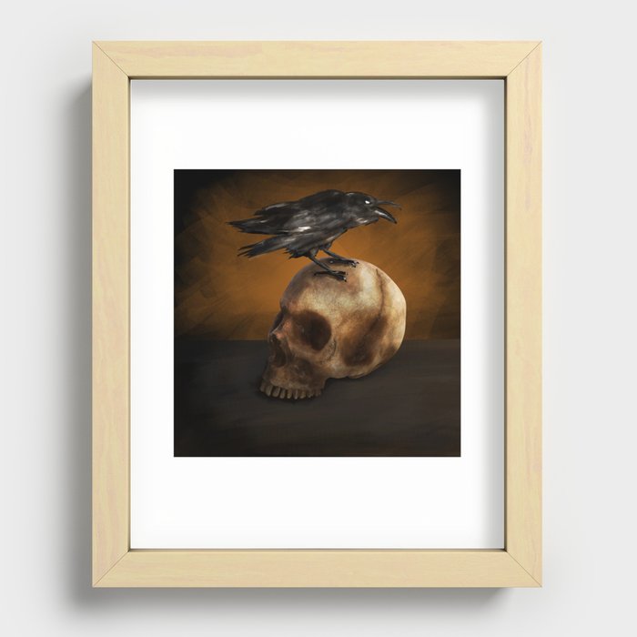 Raven and Skull Recessed Framed Print