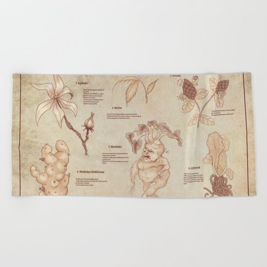 Herbology Reference Chart (Hogwarts) Beach Towel