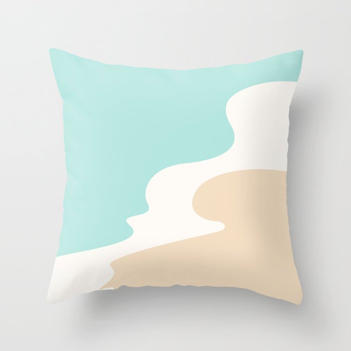 Sand and Sea Coastal Shoreline Throw Pillow