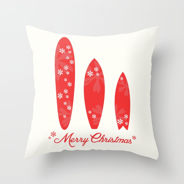 Surfboards - Merry Christmas  Throw Pillow
