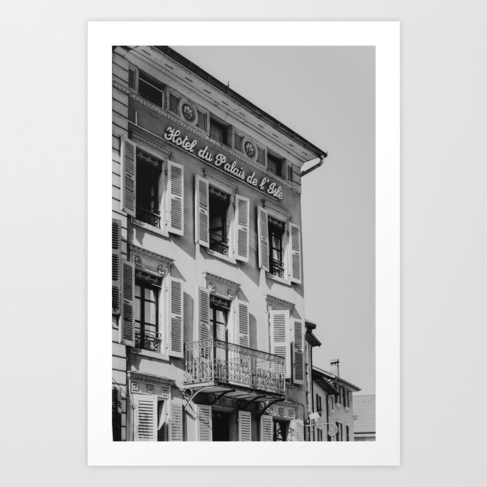Annecy Hotel France | Black and White | Travel Photography Art Print