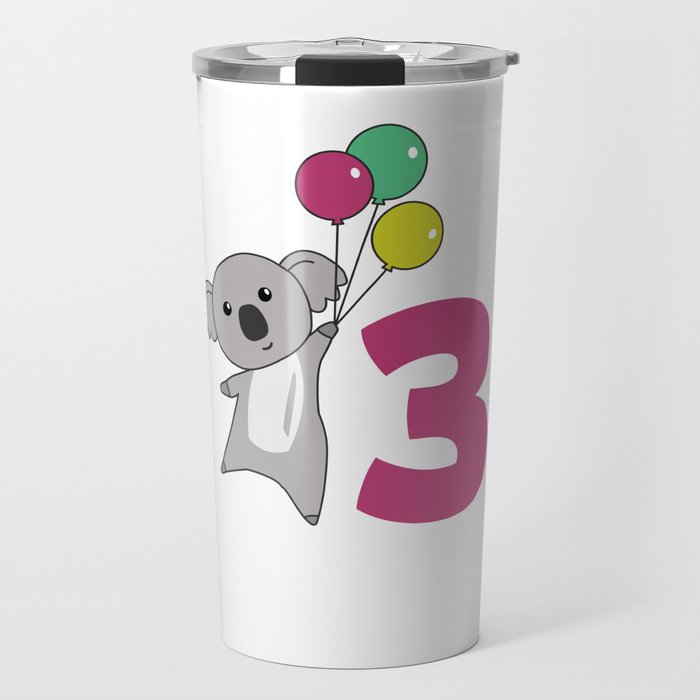 Koala Third Birthday Balloons For Kids Travel Mug