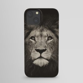 Portrait of a lion king - monochrome photography illustration iPhone Case