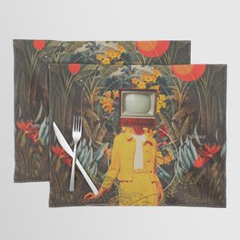 She Came from the Wilderness Placemat | Red, Vintage, Botanical, Frankmoth, Orange, Pop, Retrotv, Woman, Curated, Collage 