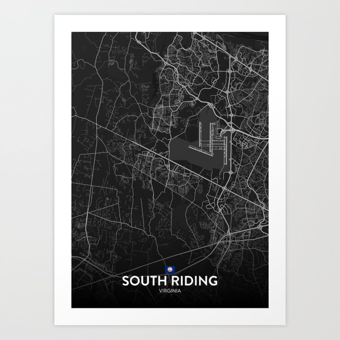 South Riding, Virginia, United States - Dark City Map Art Print