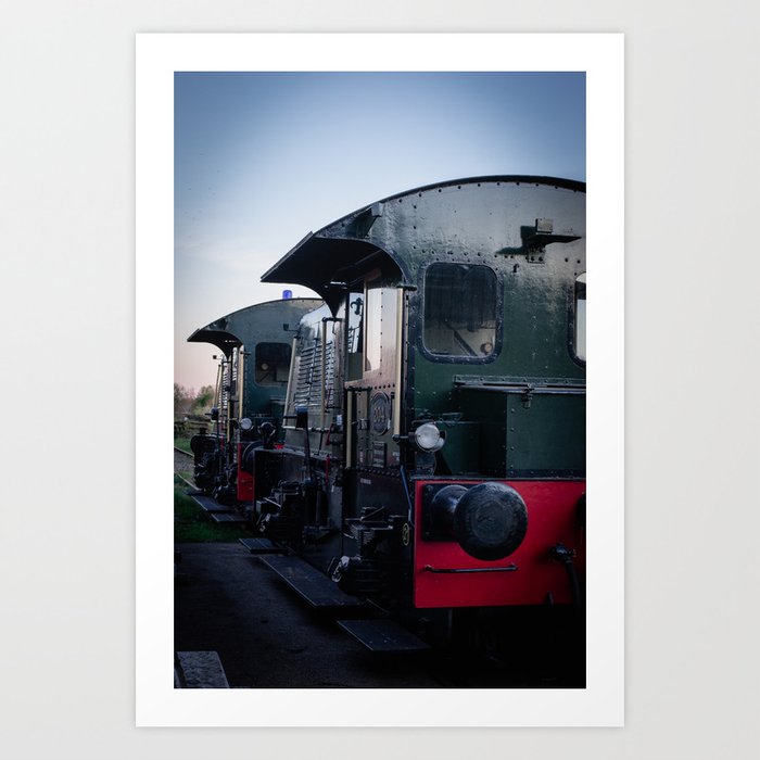 Train at sunset artprint Art Print