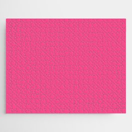French Rose Pink Solid Color Popular Hues - Patternless Shades of Pink - Hex Value #F64A8A Jigsaw Puzzle