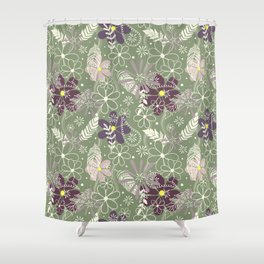 plum purple sage doodle feathers and flowers Shower Curtain