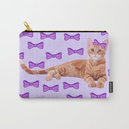 Ginger Cat with Purple Bow Pattern Carry-All Pouch