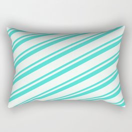 [ Thumbnail: Mint Cream and Turquoise Colored Lines Pattern Rectangular Pillow ]