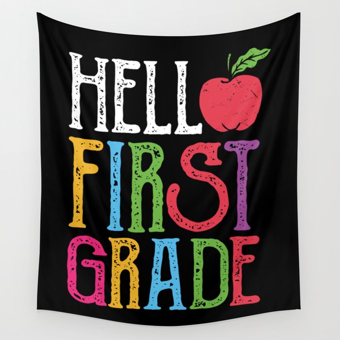 Hello First Grade Back To School Wall Tapestry
