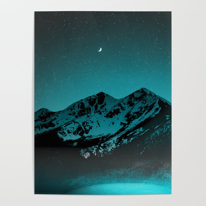 Mountains at night series II // Boulder Colorado Poster