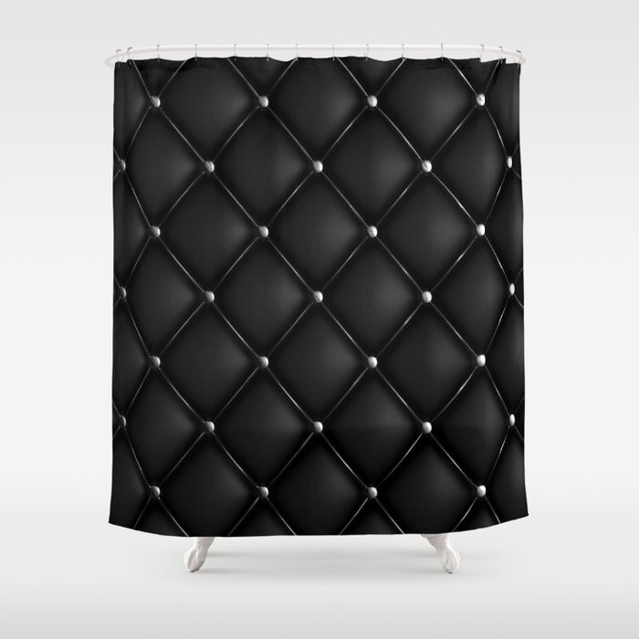 Black Quilted Leather Shower Curtain