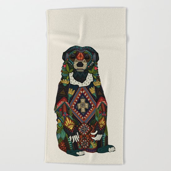 sun bear almond Beach Towel