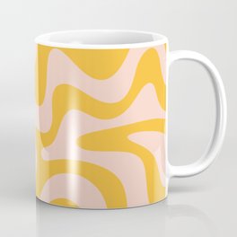 Liquid Swirl Retro Abstract Pattern in Mustard Orange and Light Blush Pink Coffee Mug