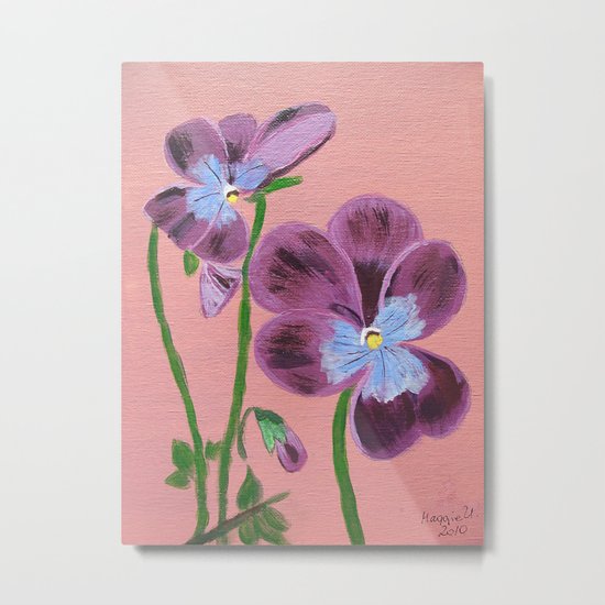 Purple pensies Metal Print