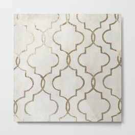 Paris Apartment White Metal Print | Islamicstar, Gold, Easternart, Dullgold, Goldandoffwhite, Geometric, Patternart, Seamlesspattern, Ethnicart, Goldpattern 