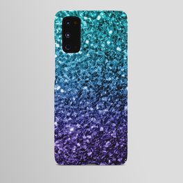 Aqua blue Ombre faux glitter sparkles Android Case