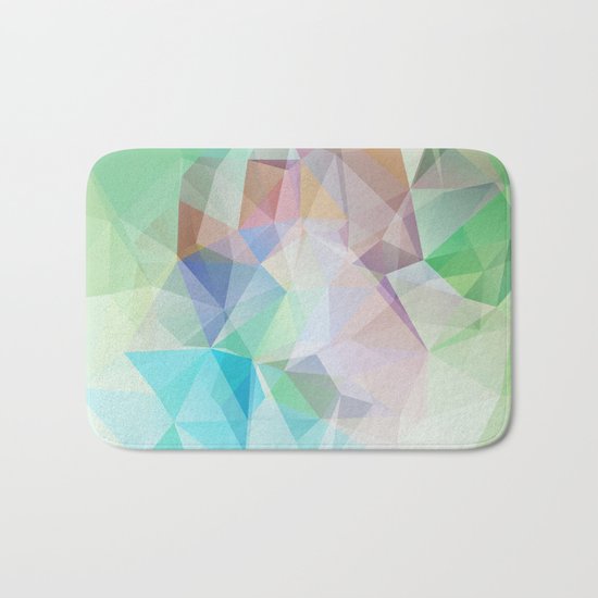 Delicate green polygonal pattern . Bath Mat
