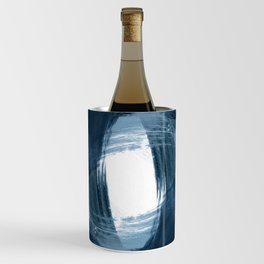 Blue Modern Abstract Brushstroke Painting Vortex Wine Chiller