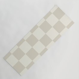 Checkerboard Check Checkered Pattern in Mushroom Beige and Cream Yoga Mat