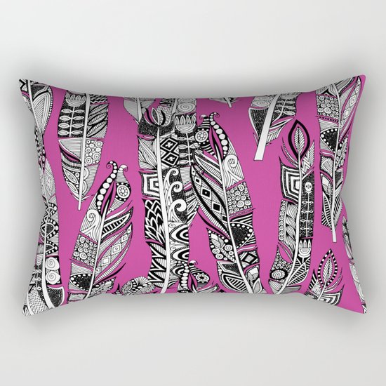 geo feathers hot pink Rectangular Pillow
