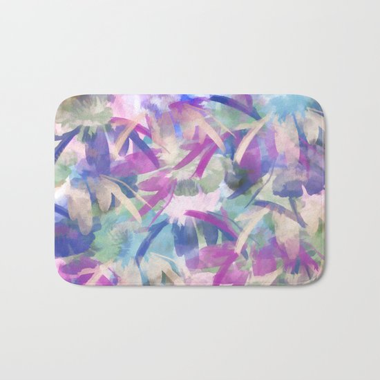 Pastel Floral Extravaganza Abstract Bath Mat