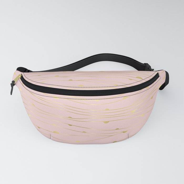 Modern Blush Pink with Golden Wavy Lines and Circles Fanny Pack