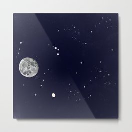 starsaligned//jj1418 Metal Print | Hannmade, Graphicdesign, Hannahseitz, Watercolor, Stars, Moon, Ai, Digital, Waninggibbous, Capricorn 