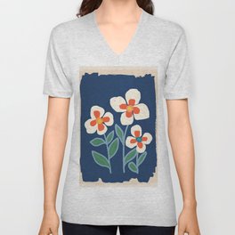 Minimal Retro Flowers 03 V Neck T Shirt