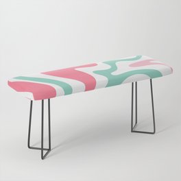 Retro Liquid Swirl Abstract Pattern in 80s Pink Teal White Bench