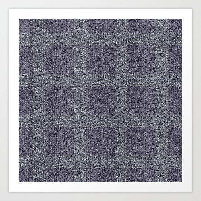 Deep Blue and Grey Tweedy Pattern Art Print