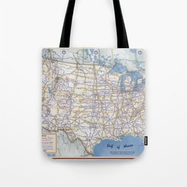 Flat road map of the united states of america 1951 Tote Bag